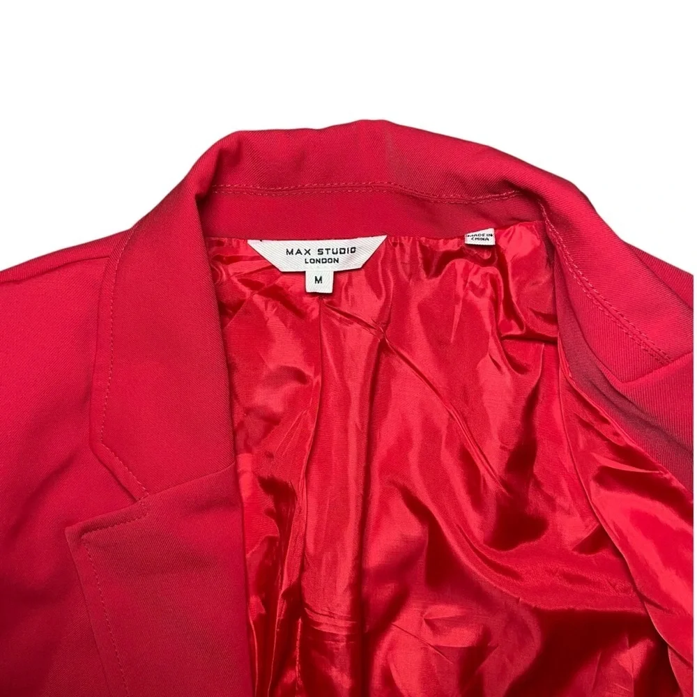 5/$25 Max Studio Red Tailored Blazer Power Workwear Chic Medium - Picture 3 of 6
